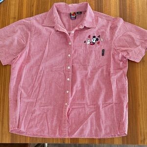 EUC vintage Disney Mickey red  Gingham Short-Sleeve Button-Down Shirt sz 22